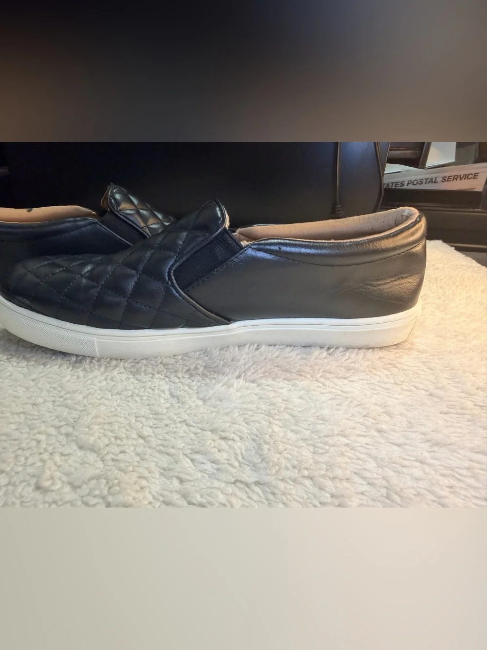 976. SLIGHTLY USED a new day Black Quilted Slip-On Loafer with White Sole